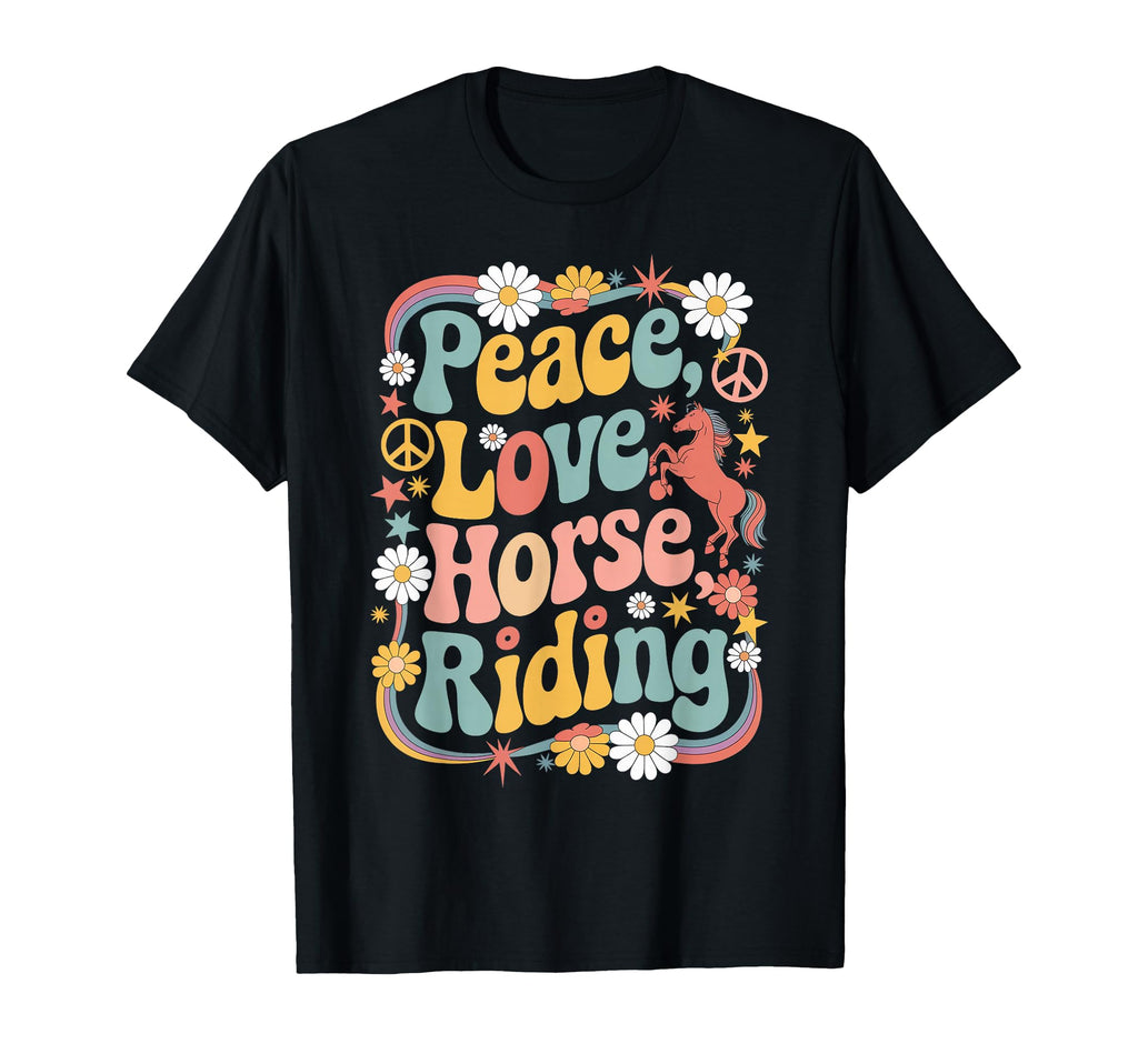 Equestrian 60S 70S Hippie Peace Love Horse T-Shirt - Graphic Print Unisex - T-Shirt, Sweatshirt, Hoodie