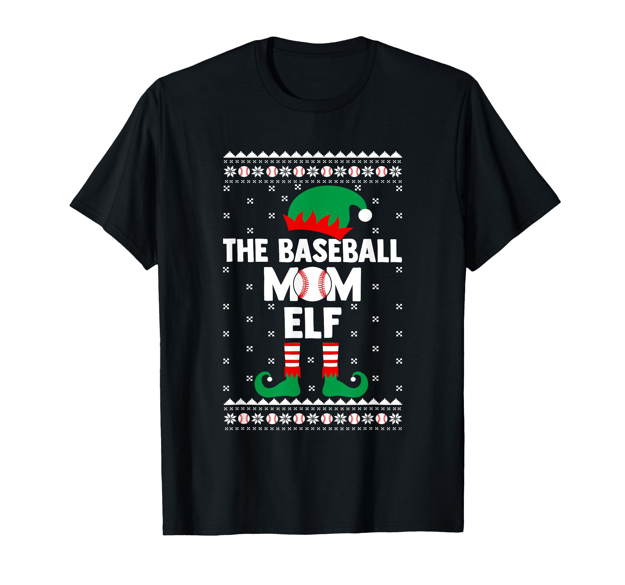 Baseball Elf Mom Elf Squad Ugly T-Shirt - Custom Art Print for Adults - T-Shirt, Sweatshirt, Hoodie