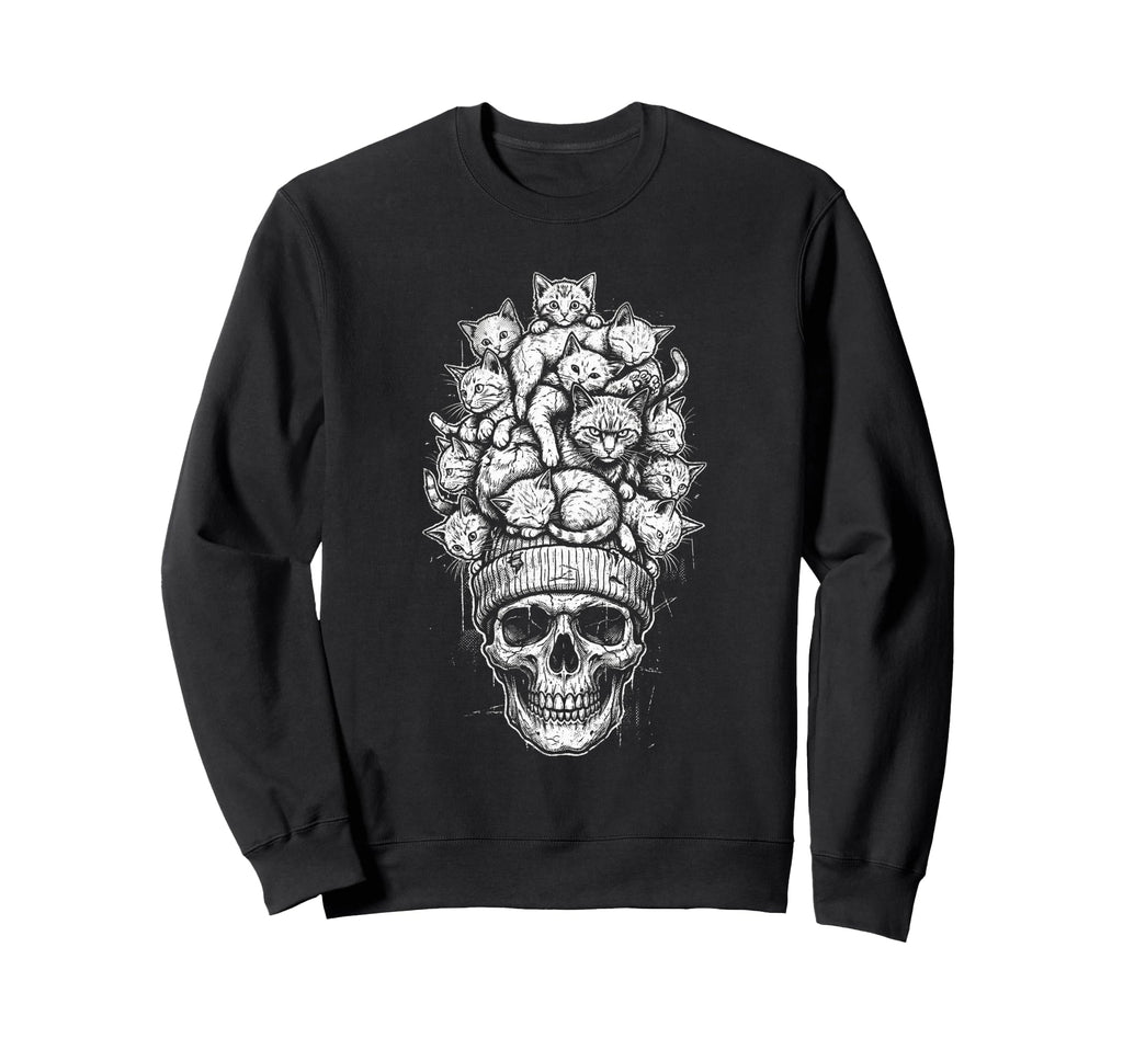 Skull Cat Skeleton Kitty Kitten Sweatshirt - Minimalist Print Men Women - T-Shirt, Sweatshirt, Hoodie