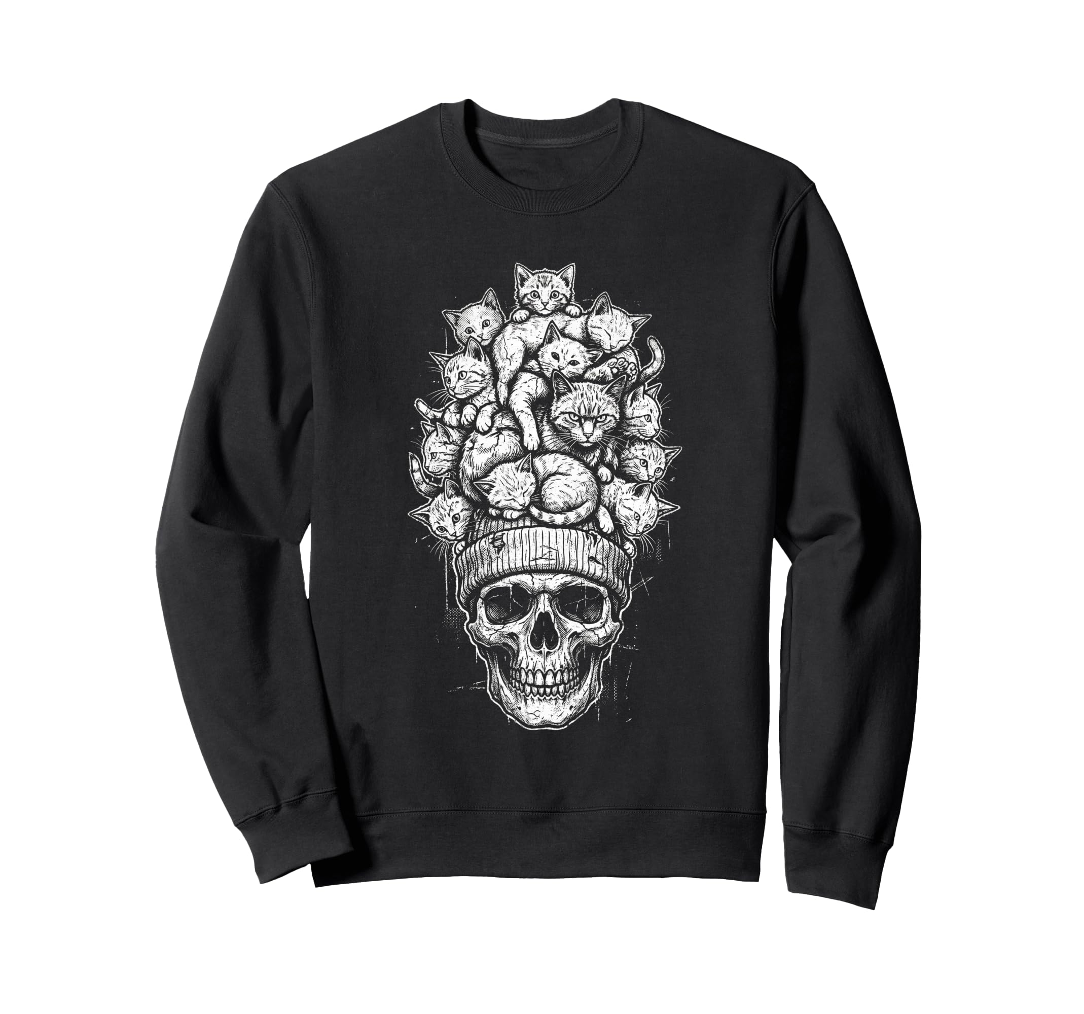 Skull Cat Skeleton Kitty Kitten Sweatshirt - Minimalist Print Men Women - T-Shirt, Sweatshirt, Hoodie