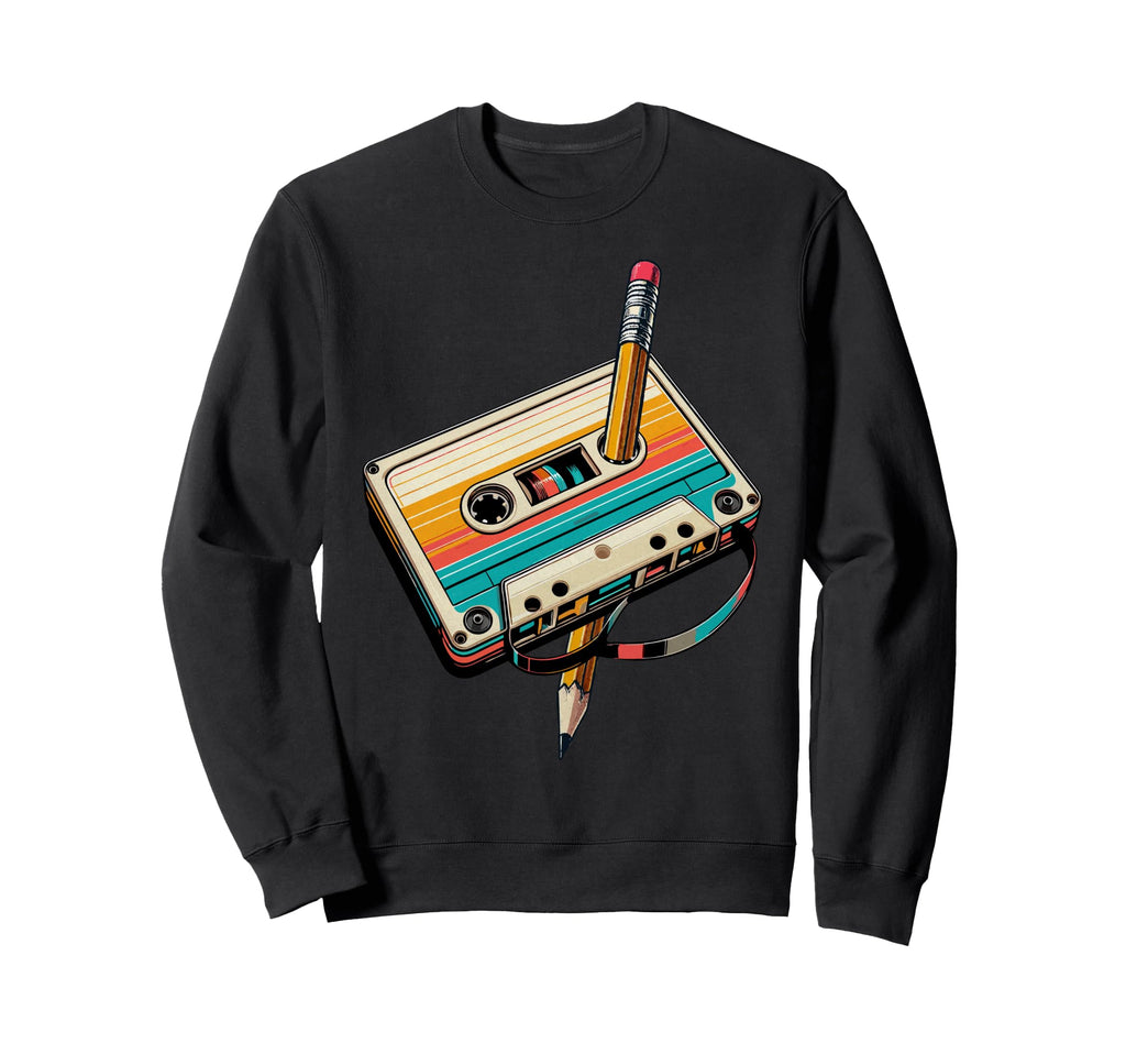 Pencil Rewind Cassette Tape Sweatshirt - Minimalist Print for Adults - T-Shirt, Sweatshirt, Hoodie