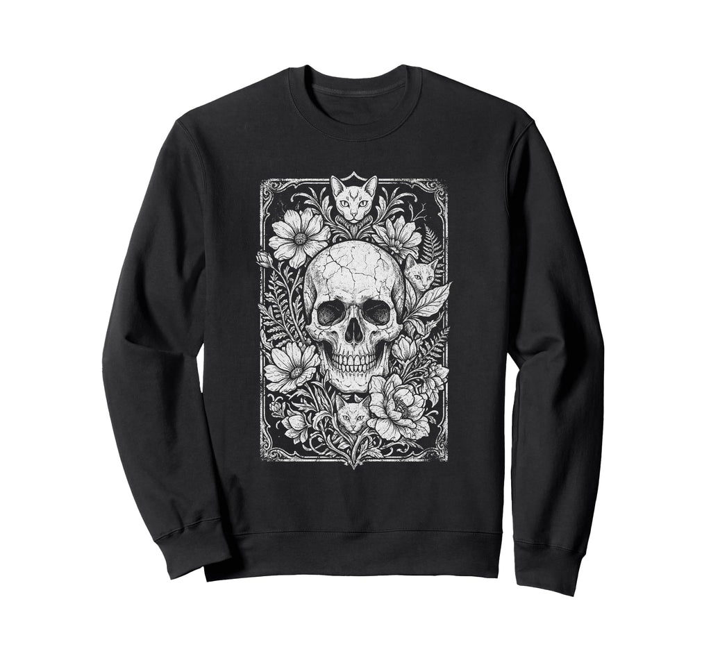 Skull Cat Skeleton Kitty Kitten Sweatshirt - Custom Art Print Men Women - T-Shirt, Sweatshirt, Hoodie