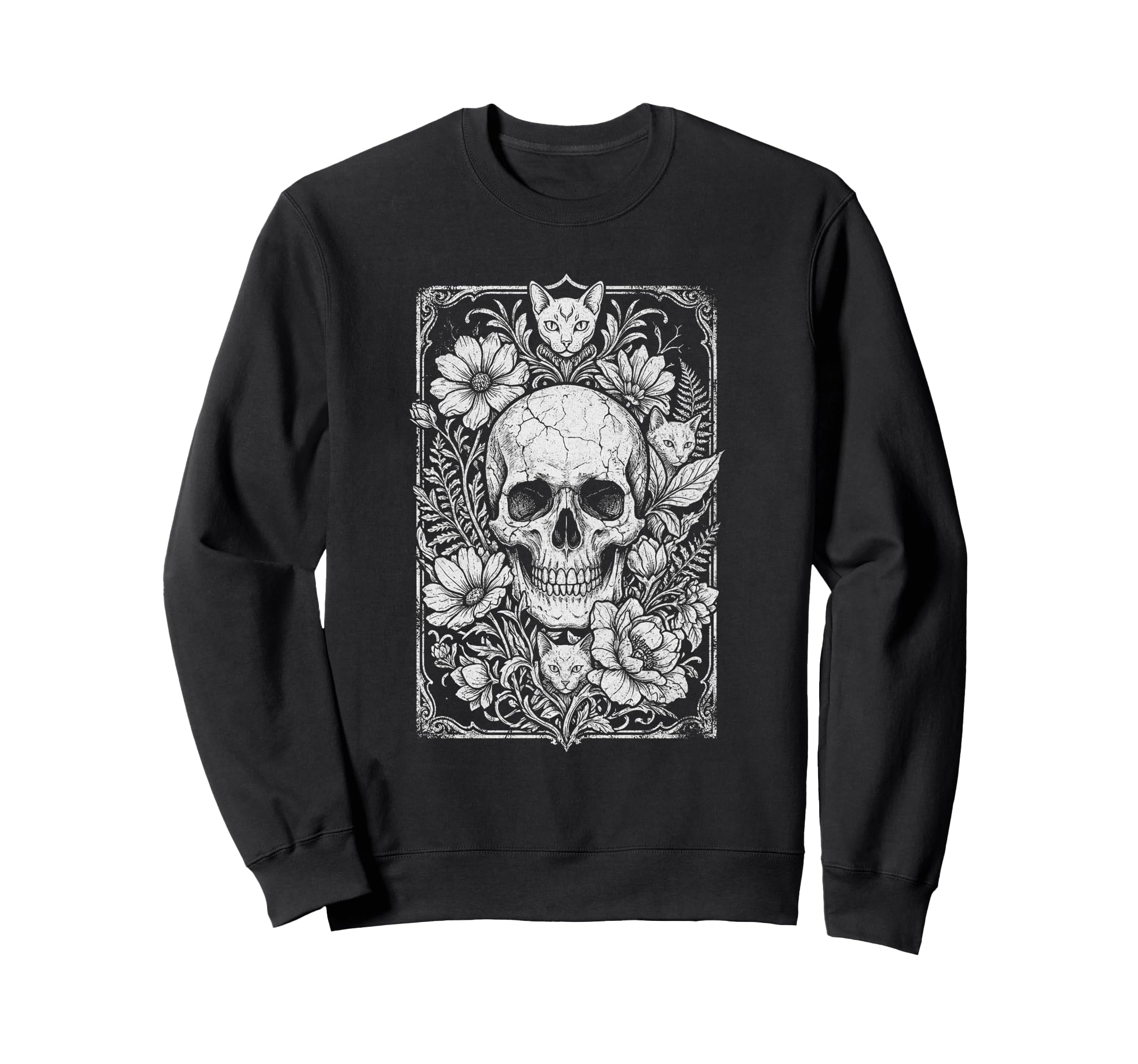 Skull Cat Skeleton Kitty Kitten Sweatshirt - Custom Art Print Men Women - T-Shirt, Sweatshirt, Hoodie
