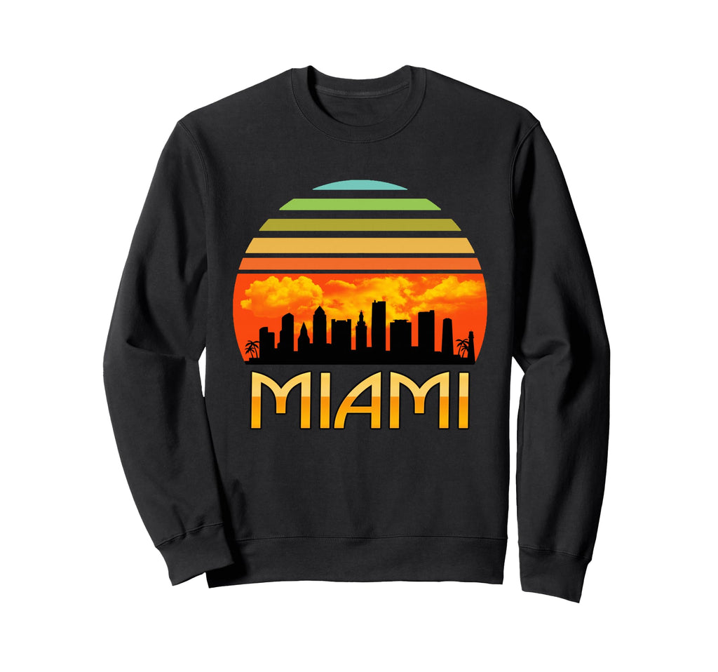 Sunset Downtown Miami Skyline Sweatshirt - Streetwear Style Unisex - T-Shirt, Sweatshirt, Hoodie