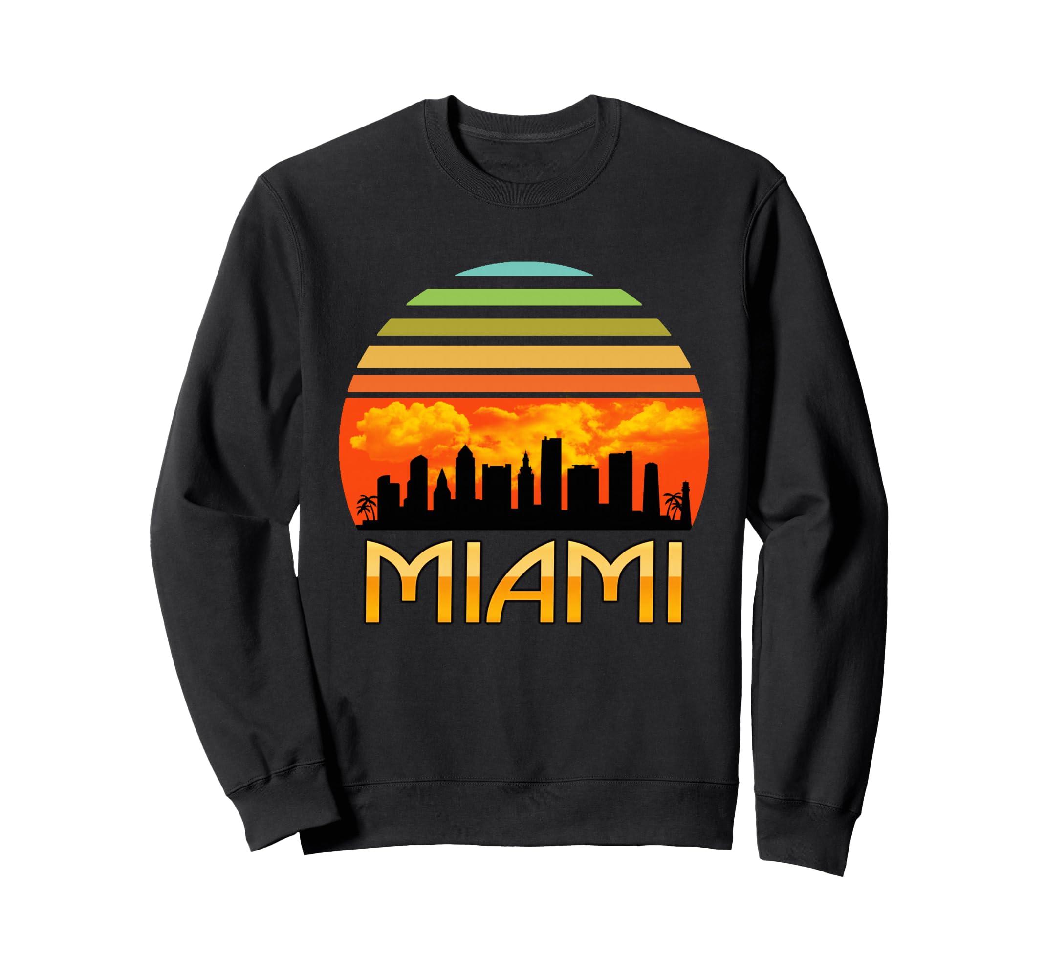 Sunset Downtown Miami Skyline Sweatshirt - Streetwear Style Unisex - T-Shirt, Sweatshirt, Hoodie