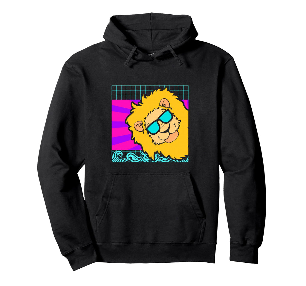 Aesthetic Vaporwave Outfits Lion Vaporwave Hoodie - Graphic Print Unisex - T-Shirt, Sweatshirt, Hoodie