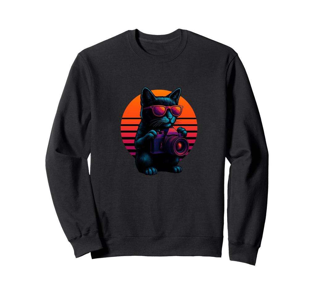 Cat Camera Lens Photography Sweatshirt - Custom Art Print for Adults - T-Shirt, Sweatshirt, Hoodie