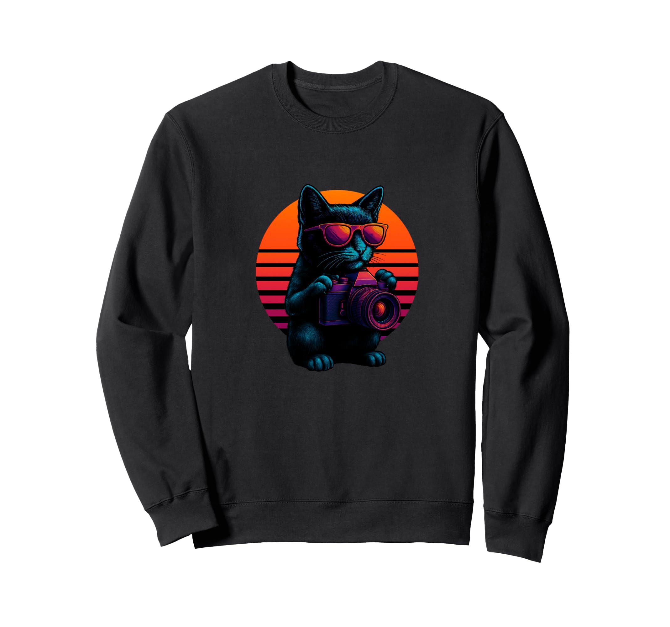 Cat Camera Lens Photography Sweatshirt - Custom Art Print for Adults - T-Shirt, Sweatshirt, Hoodie