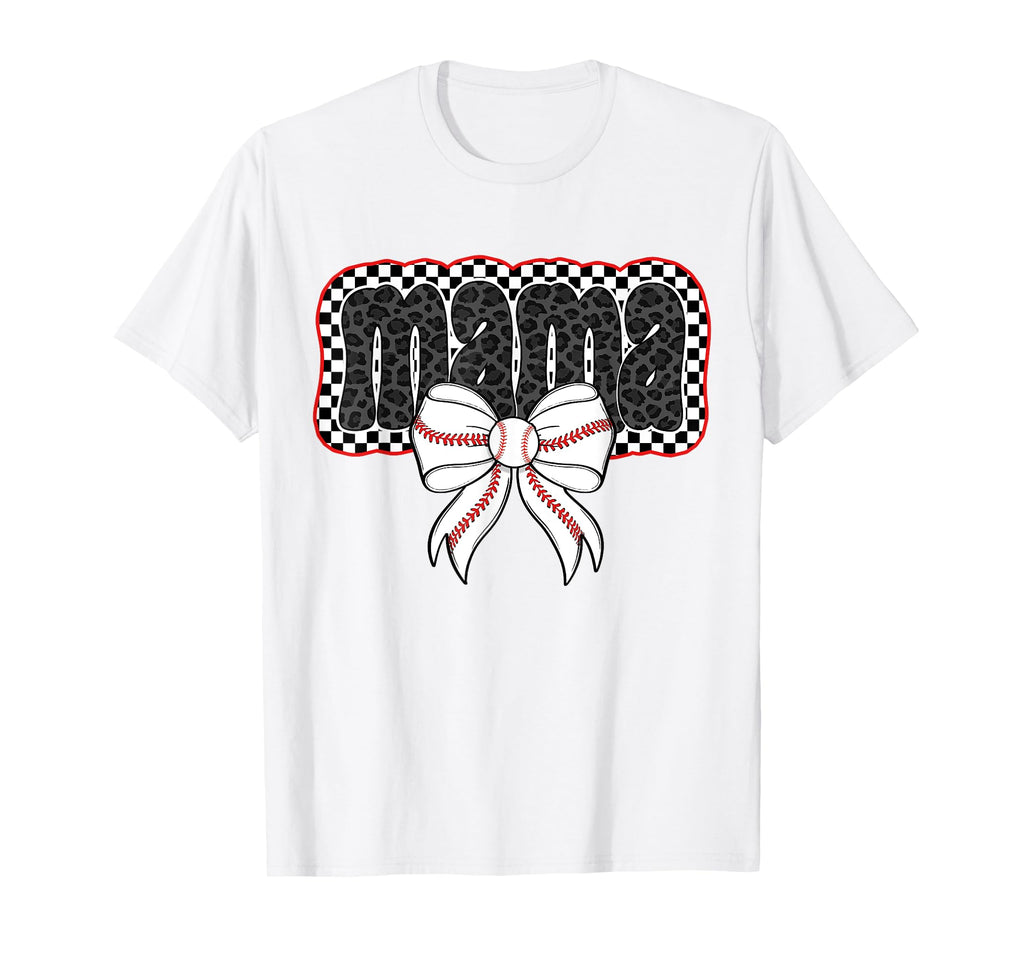Mama Coquette Bow Baseball Cheer Mom T-Shirt - Minimalist Print Men Women - T-Shirt, Sweatshirt, Hoodie