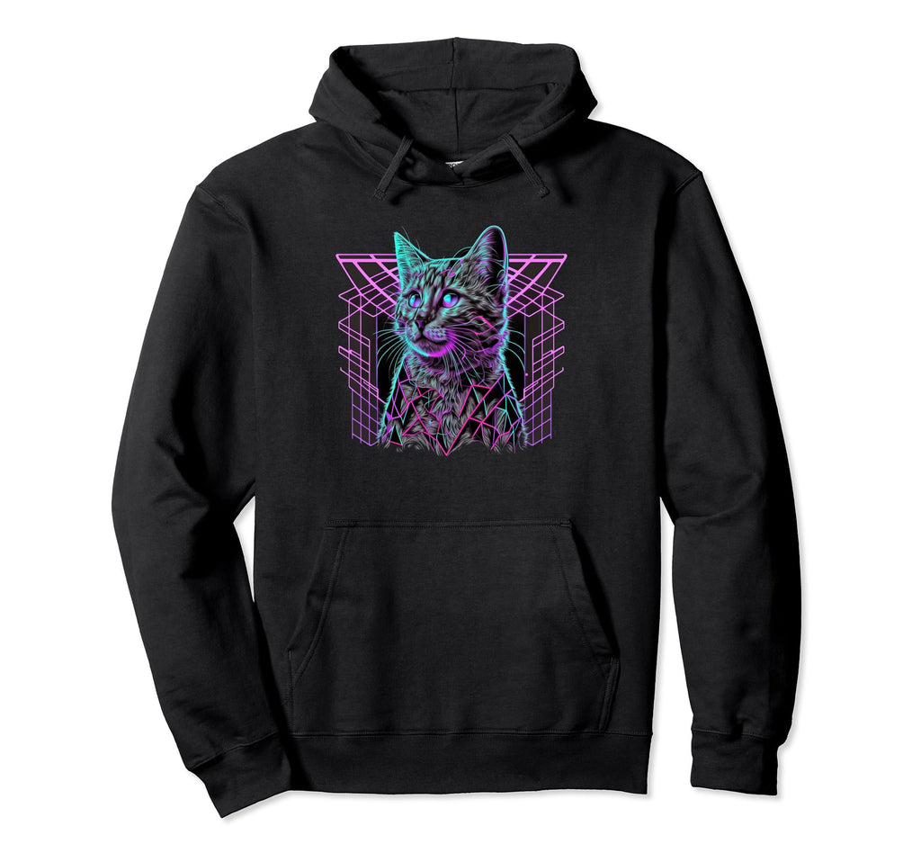 Vaporwave Aesthetic Cat Hoodie - Aesthetic Graphic Men Women - T-Shirt, Sweatshirt, Hoodie