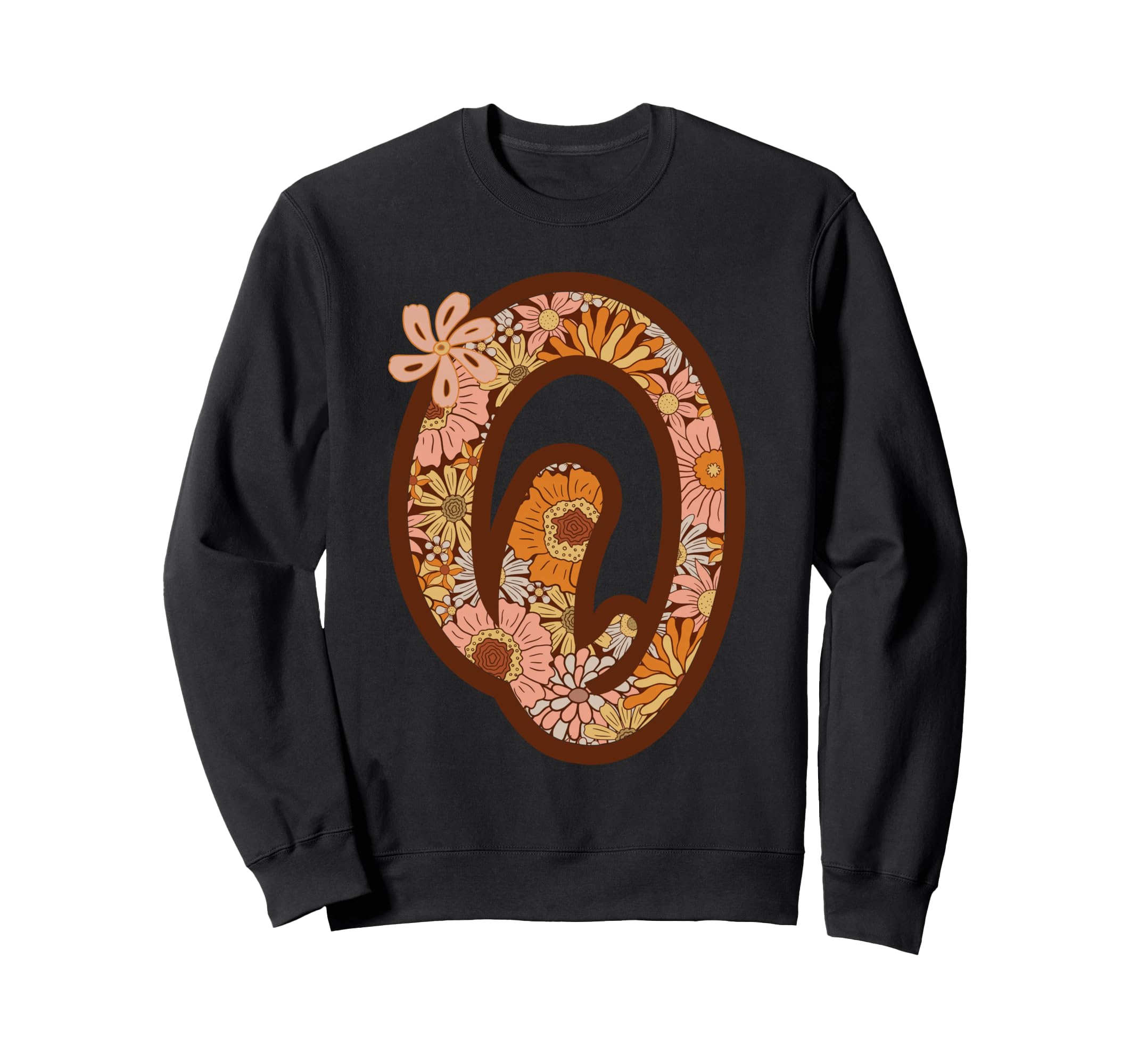 Letter Q Initial Floral Monogram Sweatshirt - Trendy Graphic for Adults - T-Shirt, Sweatshirt, Hoodie