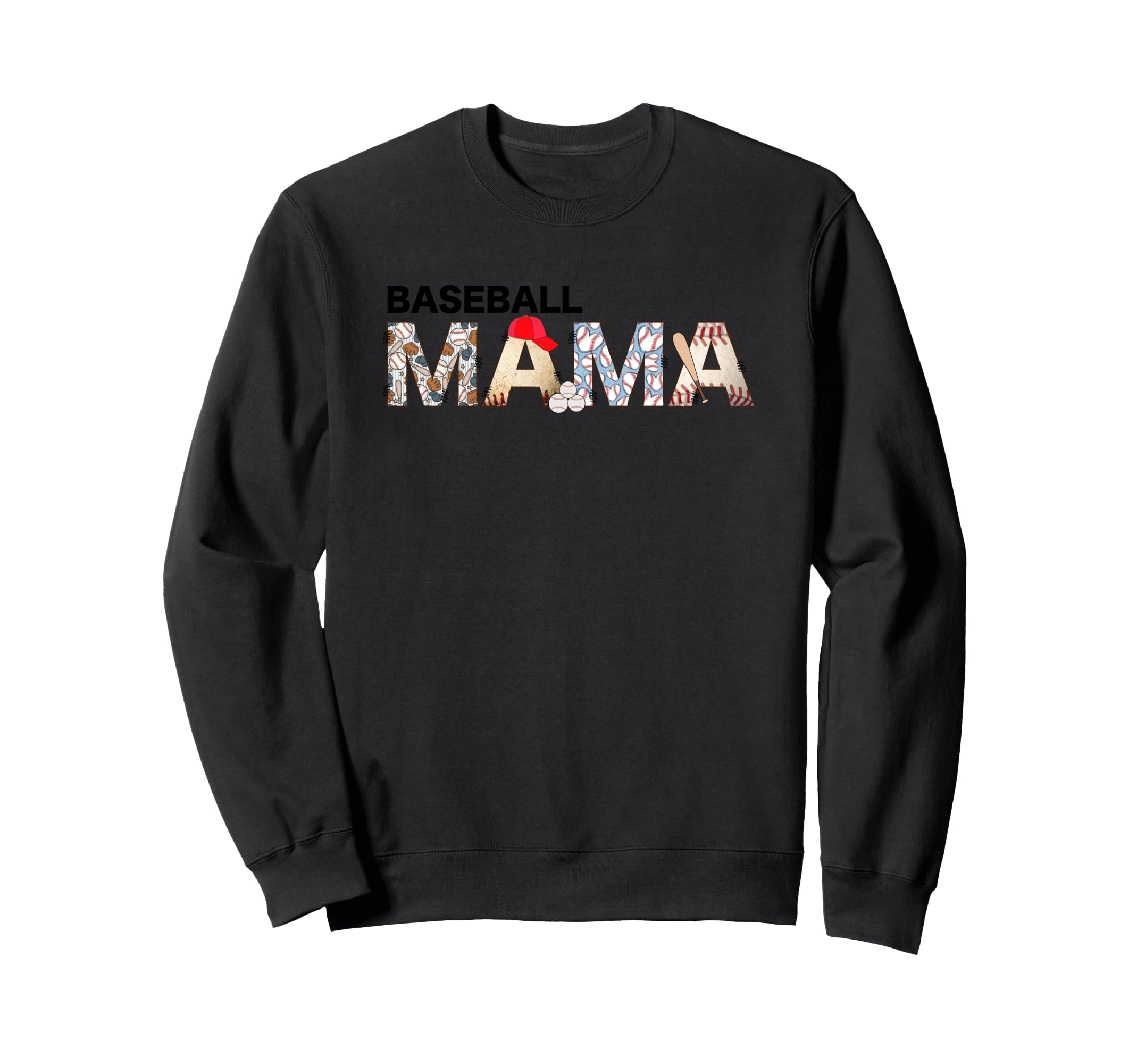 Baseball Mama Enthusiast Sports Sweatshirt - Custom Art Print for Adults - T-Shirt, Sweatshirt, Hoodie