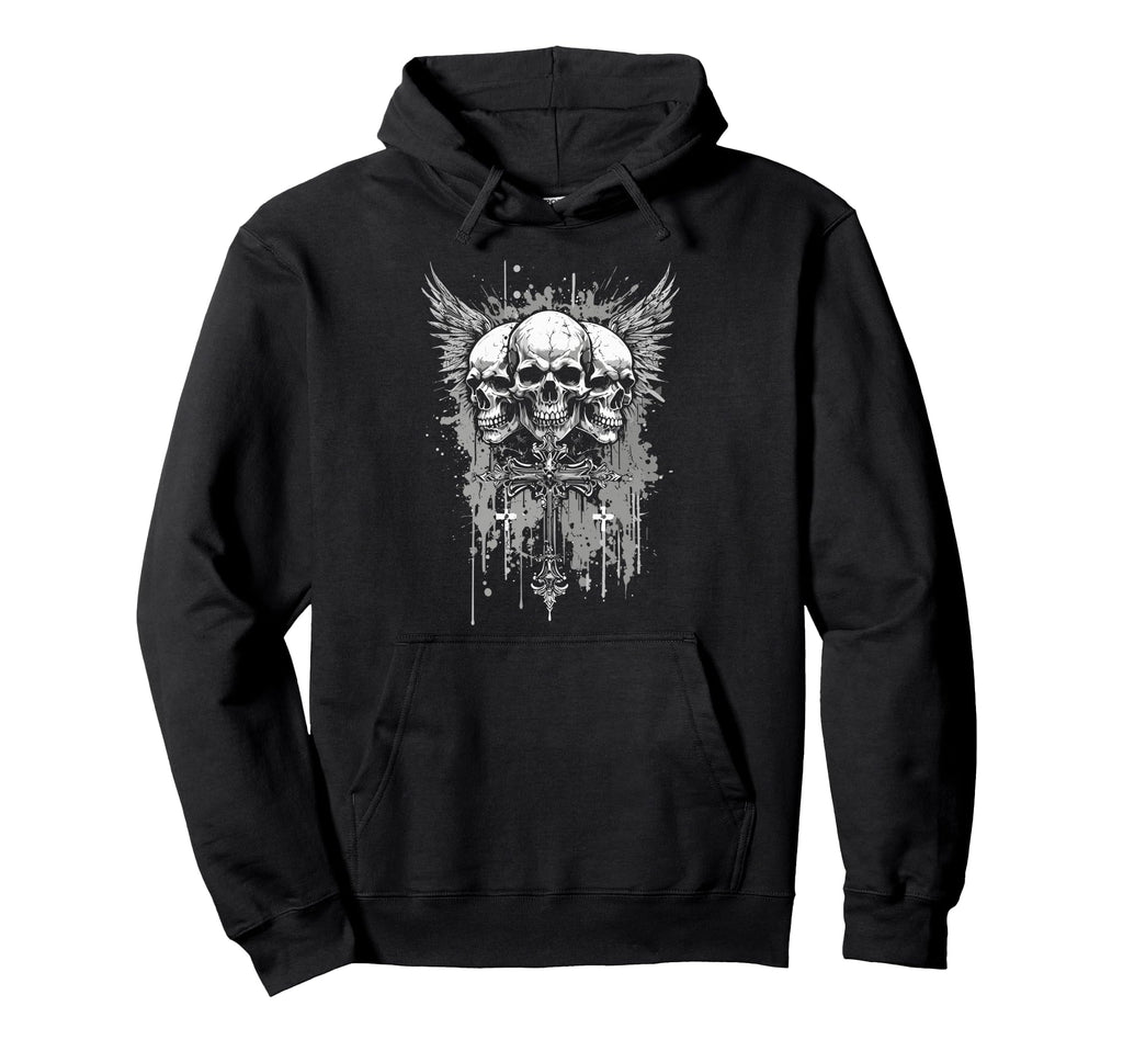 Y2K Grunge Aesthetic Alt Goth Skull Hoodie - Custom Art Print for Adults - T-Shirt, Sweatshirt, Hoodie