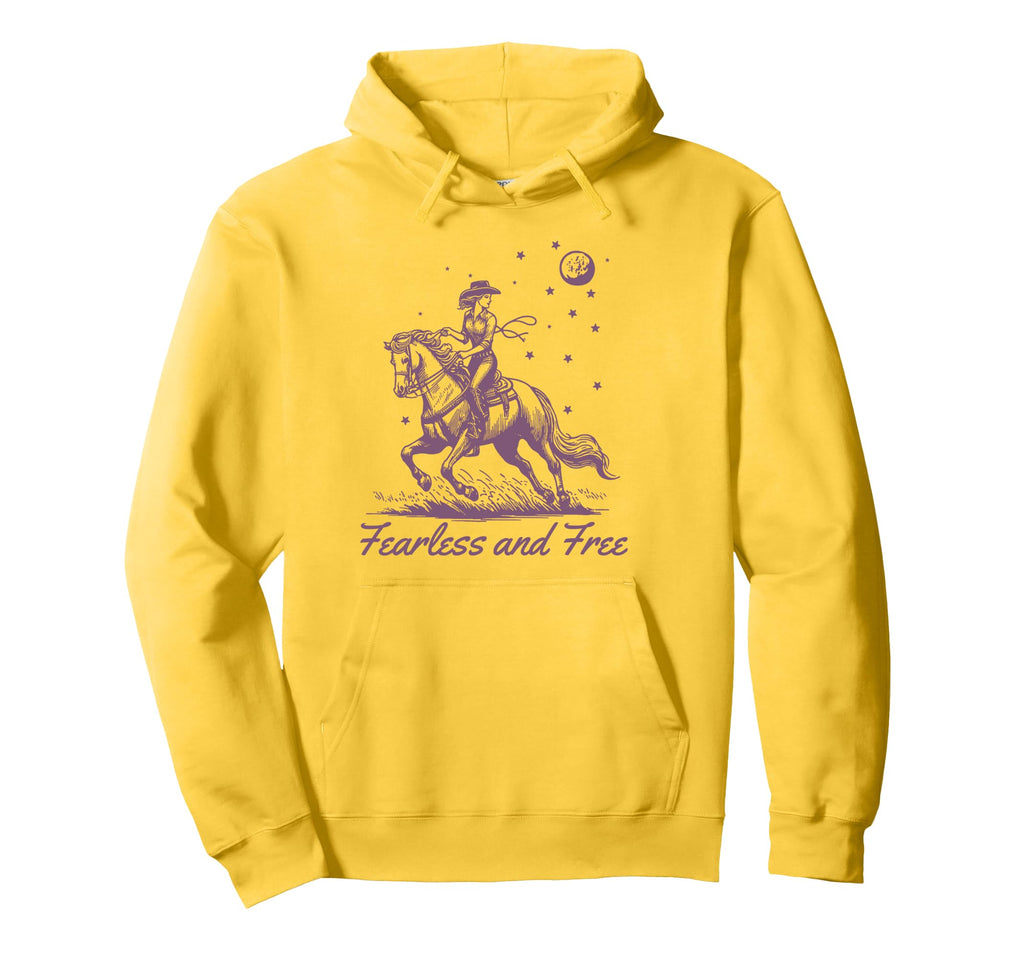 Cowgirl Western Fearless And Free Purple Hoodie - Novelty Apparel Unisex - T-Shirt, Sweatshirt, Hoodie