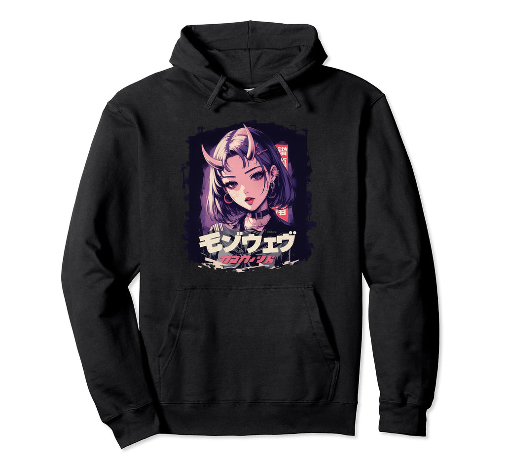 Anime Goth Grunge Demon Waifu Horror Alt Hoodie - Custom Art Print Unisex - T-Shirt, Sweatshirt, Hoodie