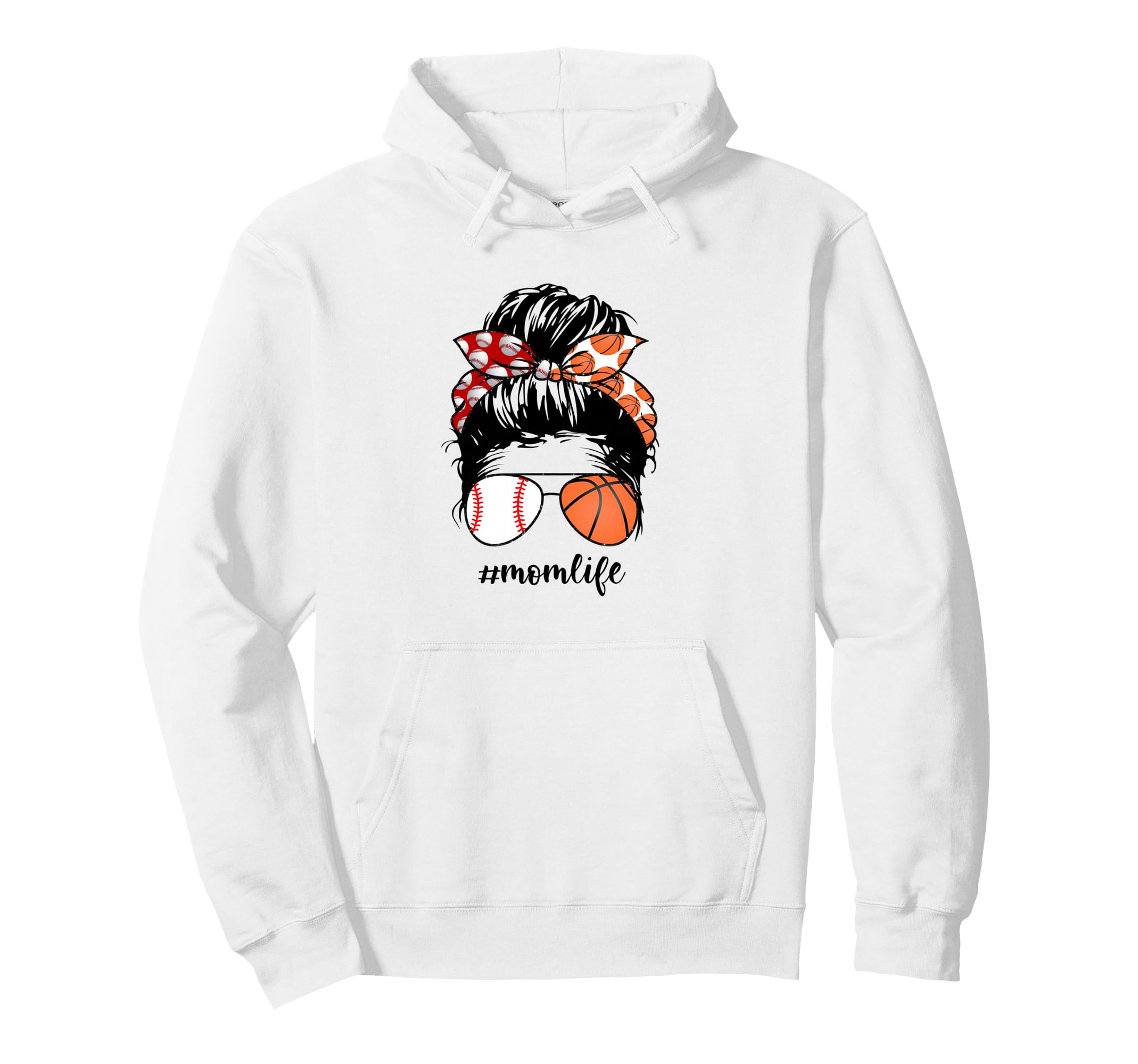 Mom Life Baseball Basketball Mom Messy Hoodie - Unique Graphic Men Women - T-Shirt, Sweatshirt, Hoodie