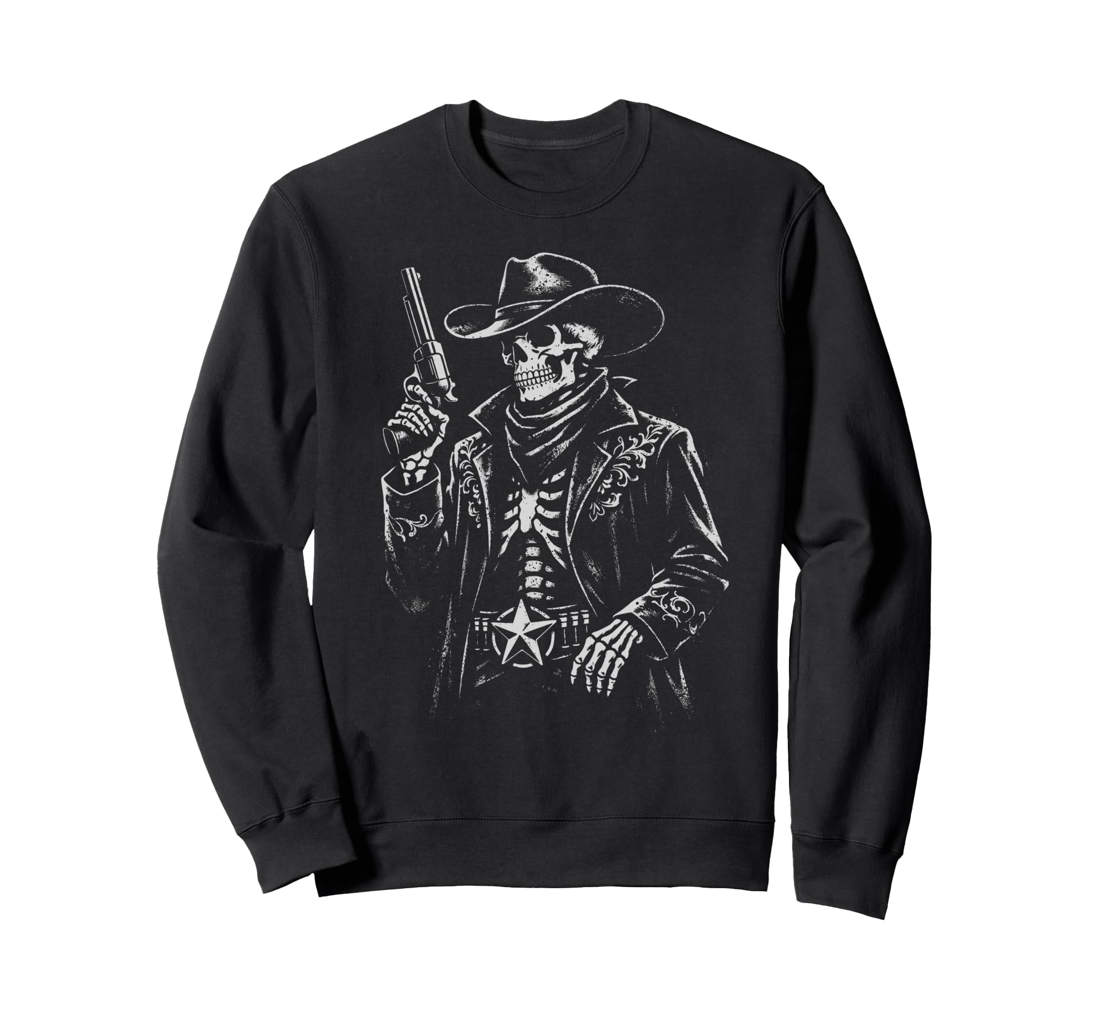 Skeleton Cowboy Gunslinger Sweatshirt - Casual Everyday Wear Men Women - T-Shirt, Sweatshirt, Hoodie