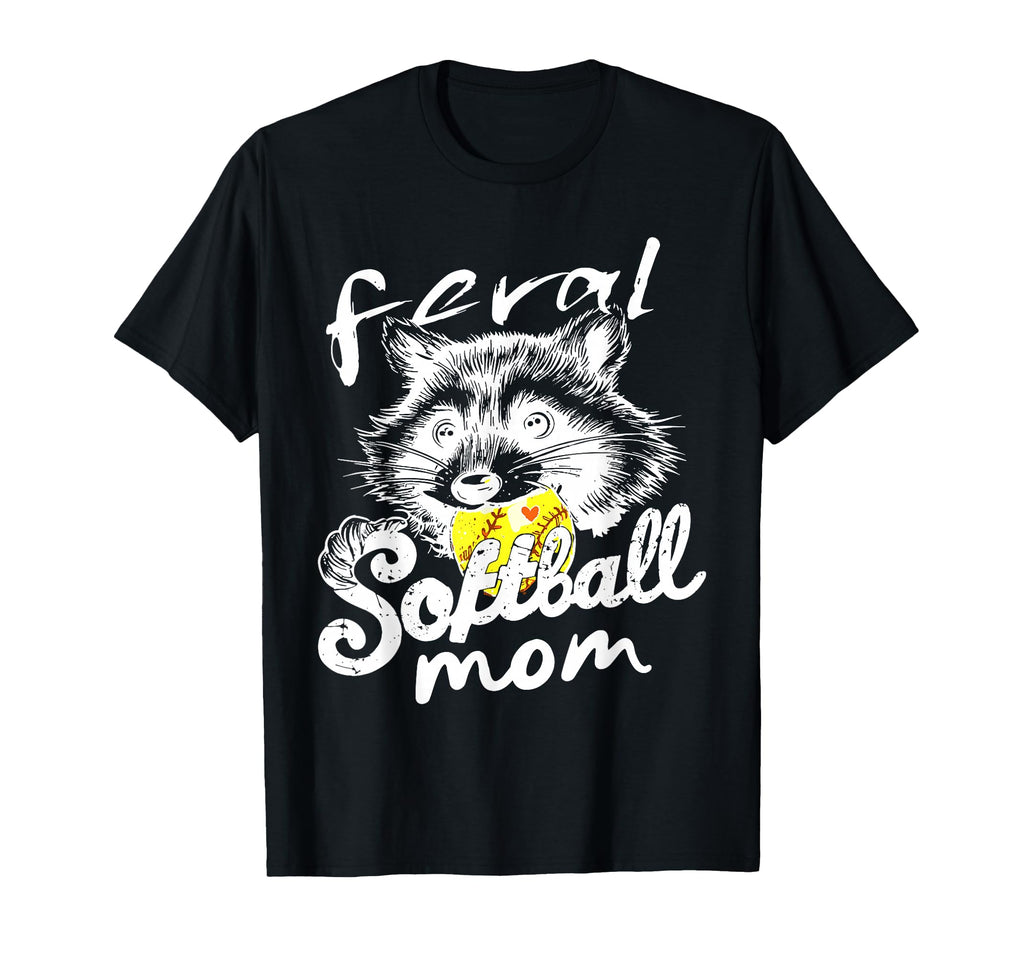 Raccoon Feral Softball Mom Mothers T-Shirt - Aesthetic Graphic for Adults - T-Shirt, Sweatshirt, Hoodie