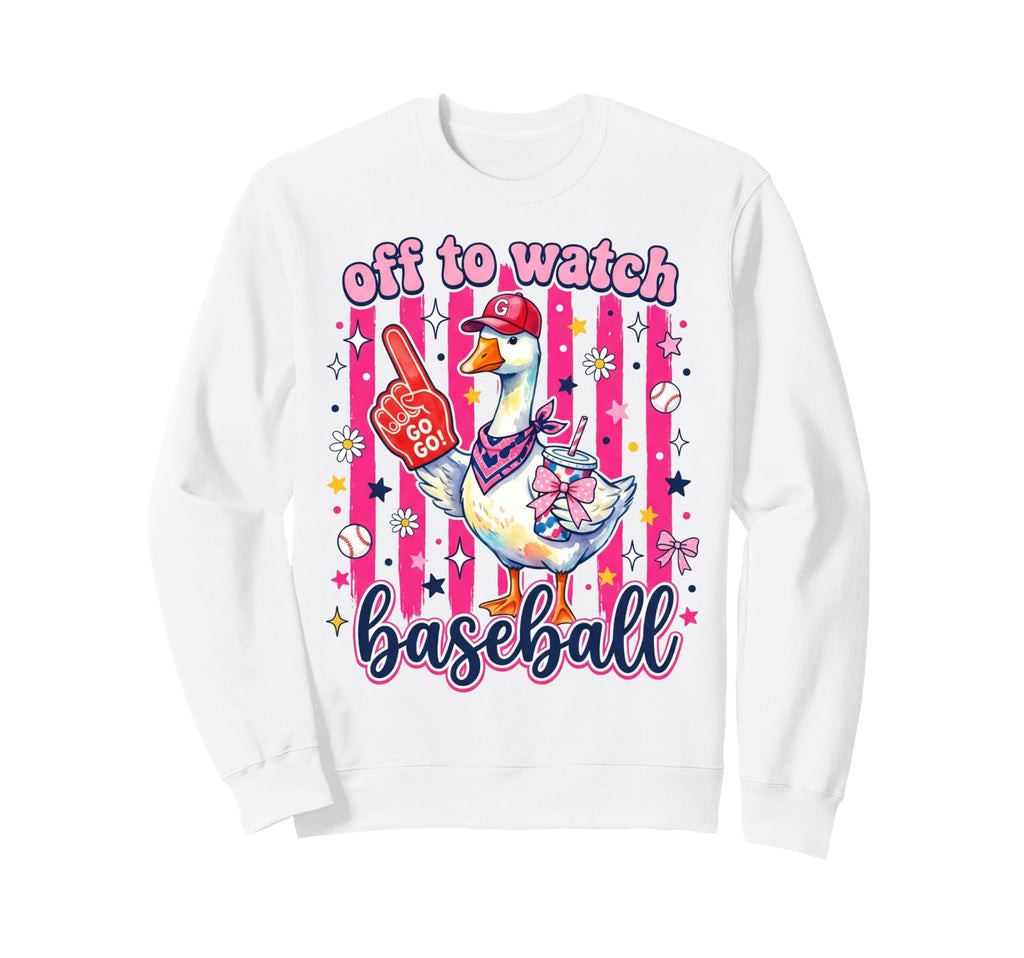 Off To Watch Basebal Silly Goose Sweatshirt - Custom Art Print for Adults - T-Shirt, Sweatshirt, Hoodie