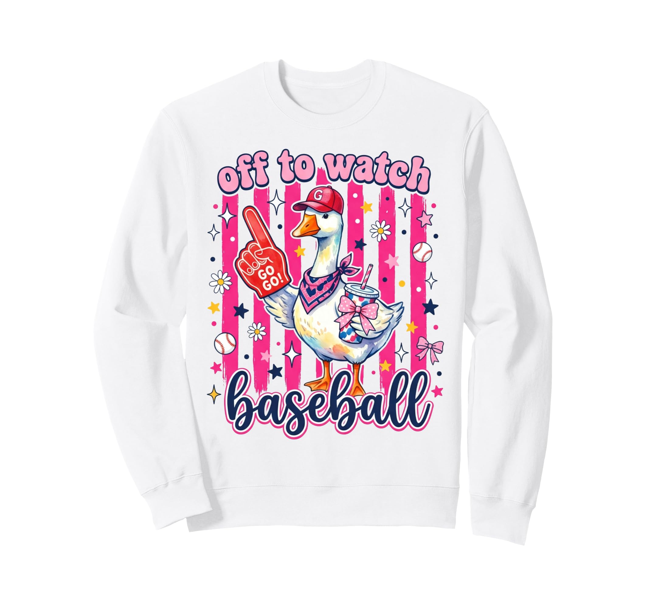 Off To Watch Basebal Silly Goose Sweatshirt - Custom Art Print for Adults - T-Shirt, Sweatshirt, Hoodie