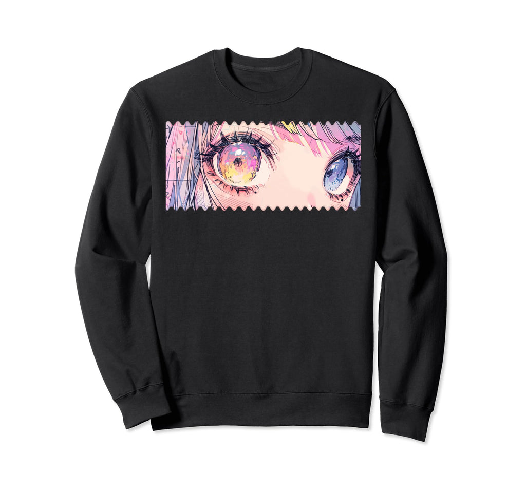 Kawaii Anime Eyes Y2K 90S Pastel Sweatshirt - Custom Art Print Unisex - T-Shirt, Sweatshirt, Hoodie