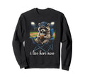 I Live Here Now Baseball Mom Raccoon Sweatshirt - Graphic Print Unisex - T-Shirt, Sweatshirt, Hoodie