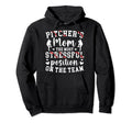 Baseball Pitcher Mom Funny Mom Hoodie - Minimalist Print for Adults - T-Shirt, Sweatshirt, Hoodie