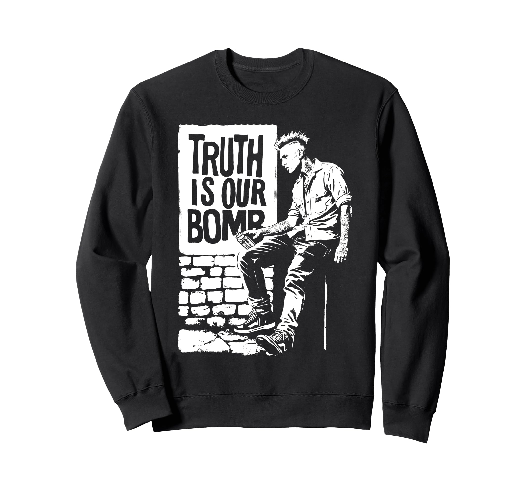 Punk Rock 90S Grunge Distressed Sweatshirt - Graphic Print for Adults - T-Shirt, Sweatshirt, Hoodie