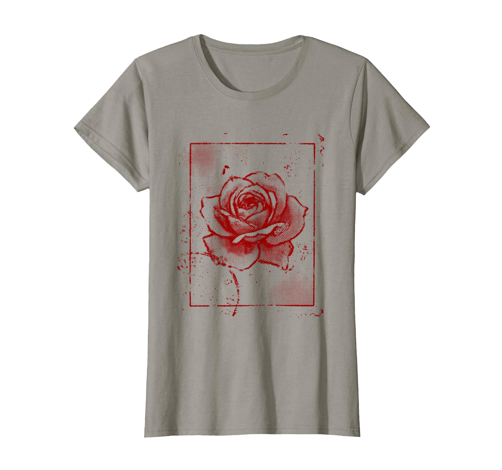 Grunge Red Rose Floral Distressed T-Shirt - Minimalist Print for Adults - T-Shirt, Sweatshirt, Hoodie