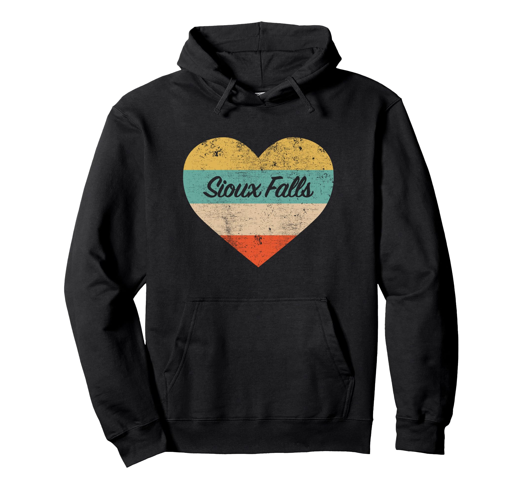 I Love Sioux Falls South Dakota Distressed Hoodie - Custom Art Print Unisex - T-Shirt, Sweatshirt, Hoodie