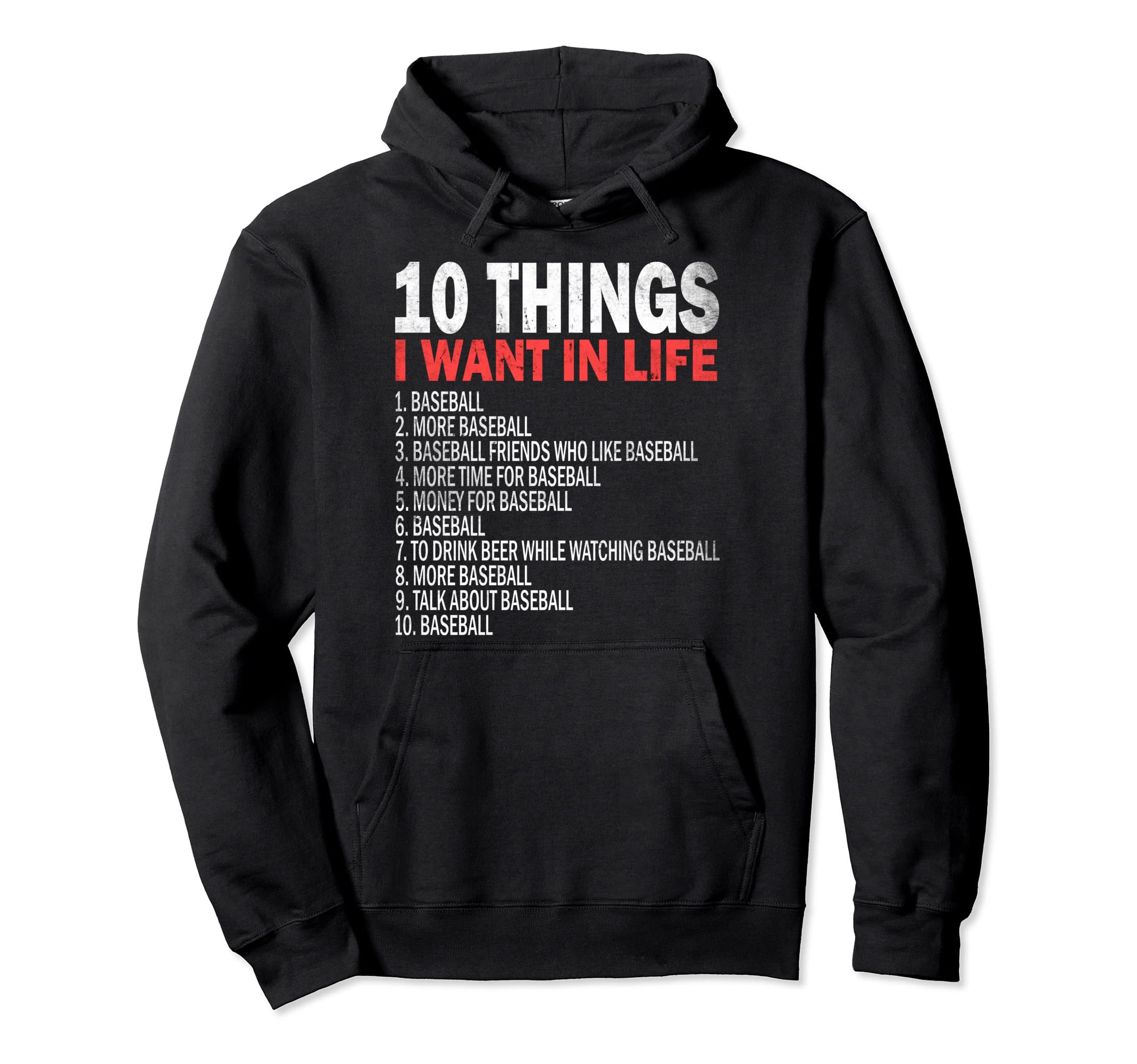 Baseball 10 Things I Want Life Hoodie - Aesthetic Graphic Men Women - T-Shirt, Sweatshirt, Hoodie