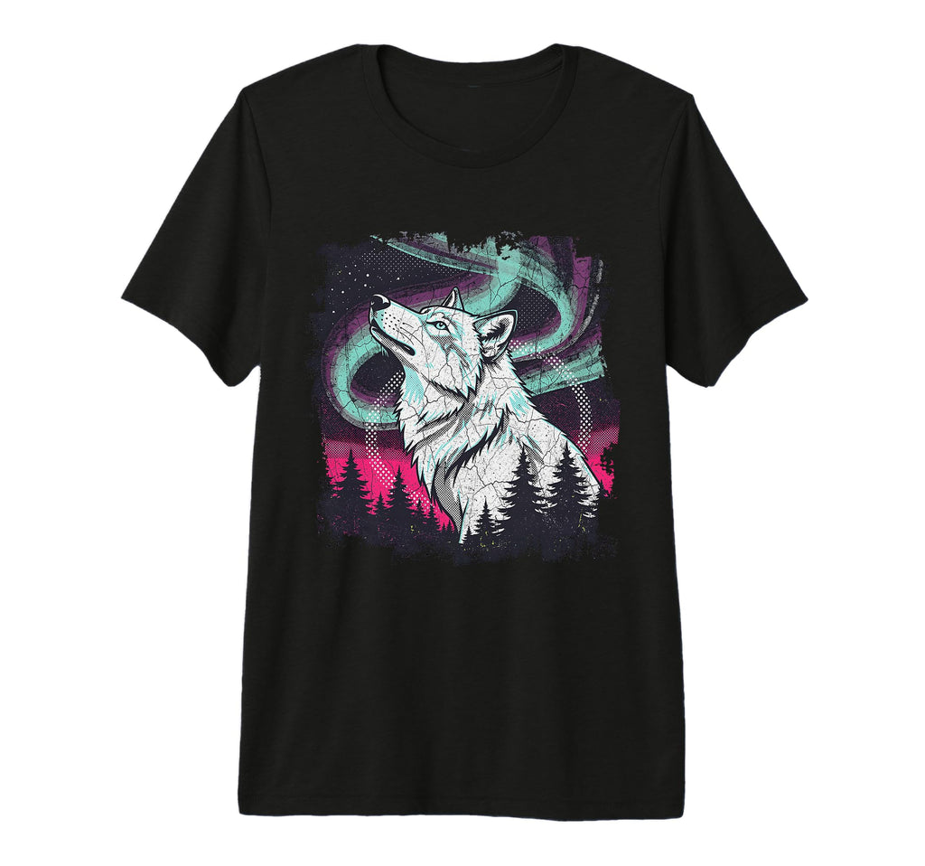 Howling Wolf Aurora 90S Grunge Aesthetic T-Shirt - Graphic Print Men Women - T-Shirt, Sweatshirt, Hoodie