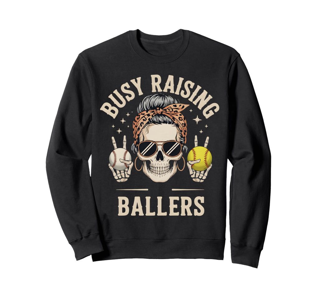 Skeleton Messy Bun Mom Raising Sweatshirt - Aesthetic Graphic Men Women - T-Shirt, Sweatshirt, Hoodie