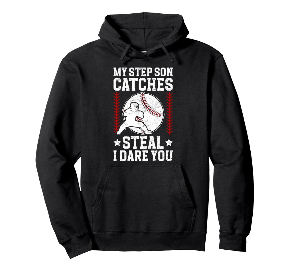 Funny Baseball Catcher Step Dad Baseball Hoodie - Minimalist Print Unisex - T-Shirt, Sweatshirt, Hoodie