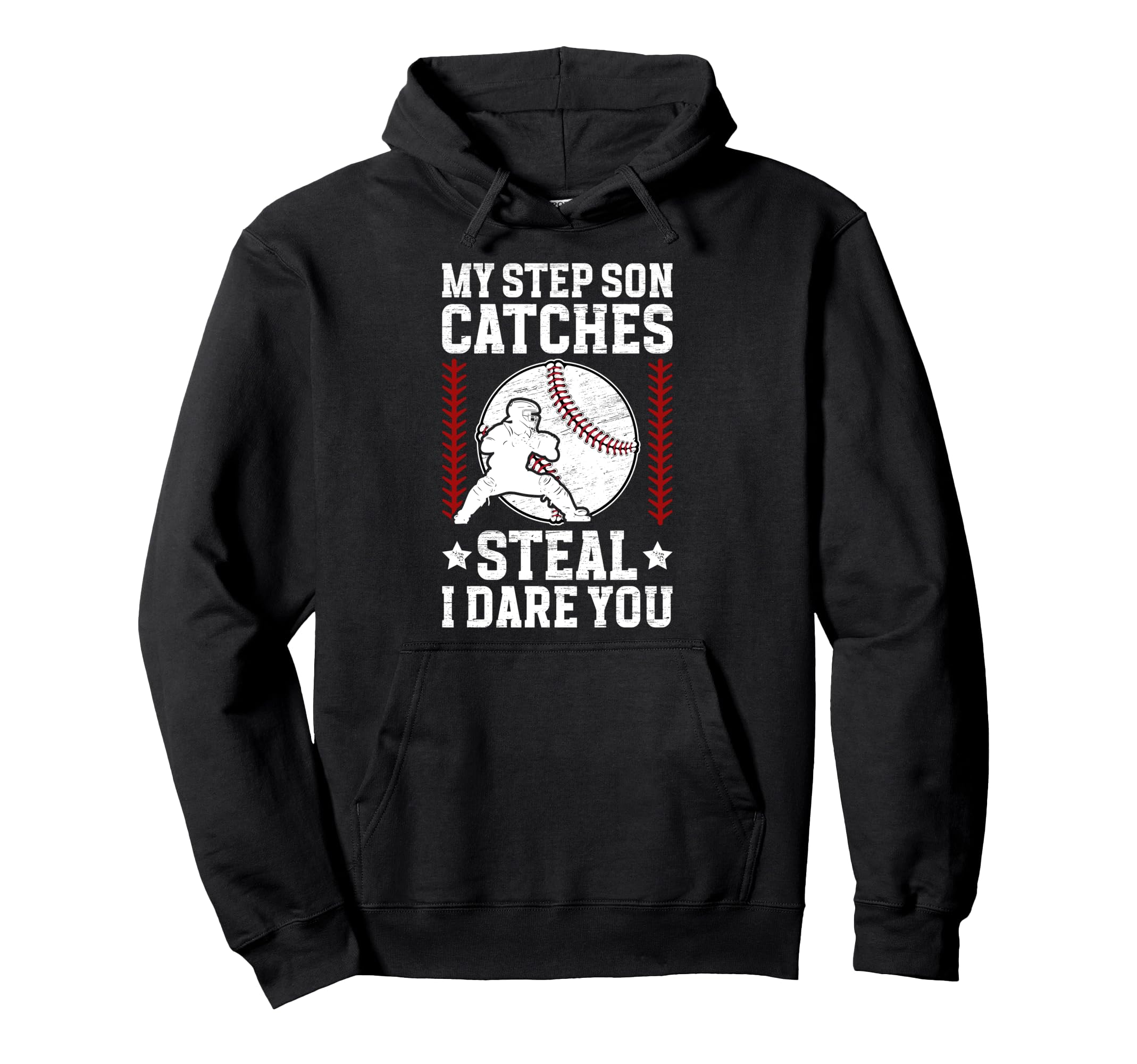 Funny Baseball Catcher Step Dad Baseball Hoodie - Minimalist Print Unisex - T-Shirt, Sweatshirt, Hoodie