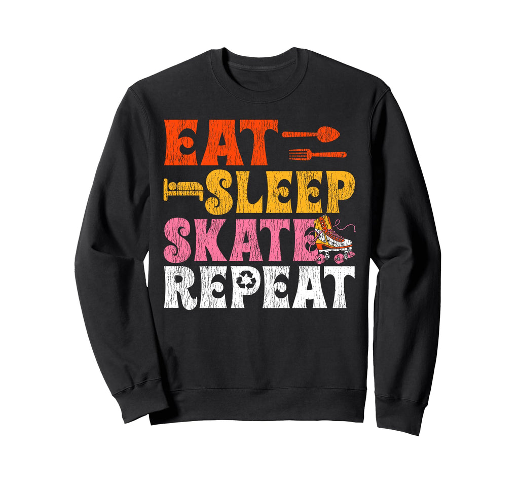 Roller Skating Skate 1970S Eat Sleep Sweatshirt - Unique Graphic Unisex - T-Shirt, Sweatshirt, Hoodie