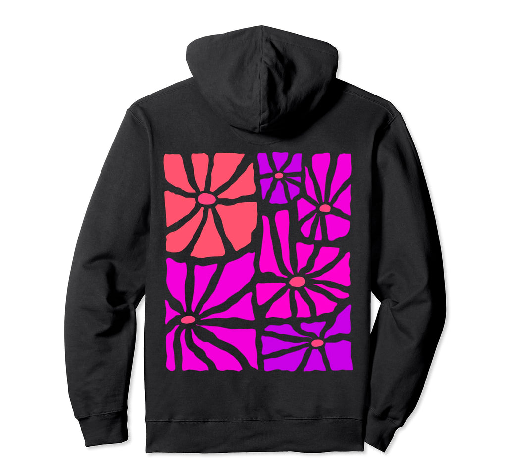 Boho Flower Purple Daisy Floral Hoodie - Graphic Print Men Women - T-Shirt, Sweatshirt, Hoodie