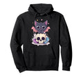 Pastel Goth Cat Bat Wings Skull Hoodie - Unique Graphic Men Women - T-Shirt, Sweatshirt, Hoodie