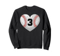 Baseball Number 3 Distressed Heart Sweatshirt - Graphic Print for Adults - T-Shirt, Sweatshirt, Hoodie