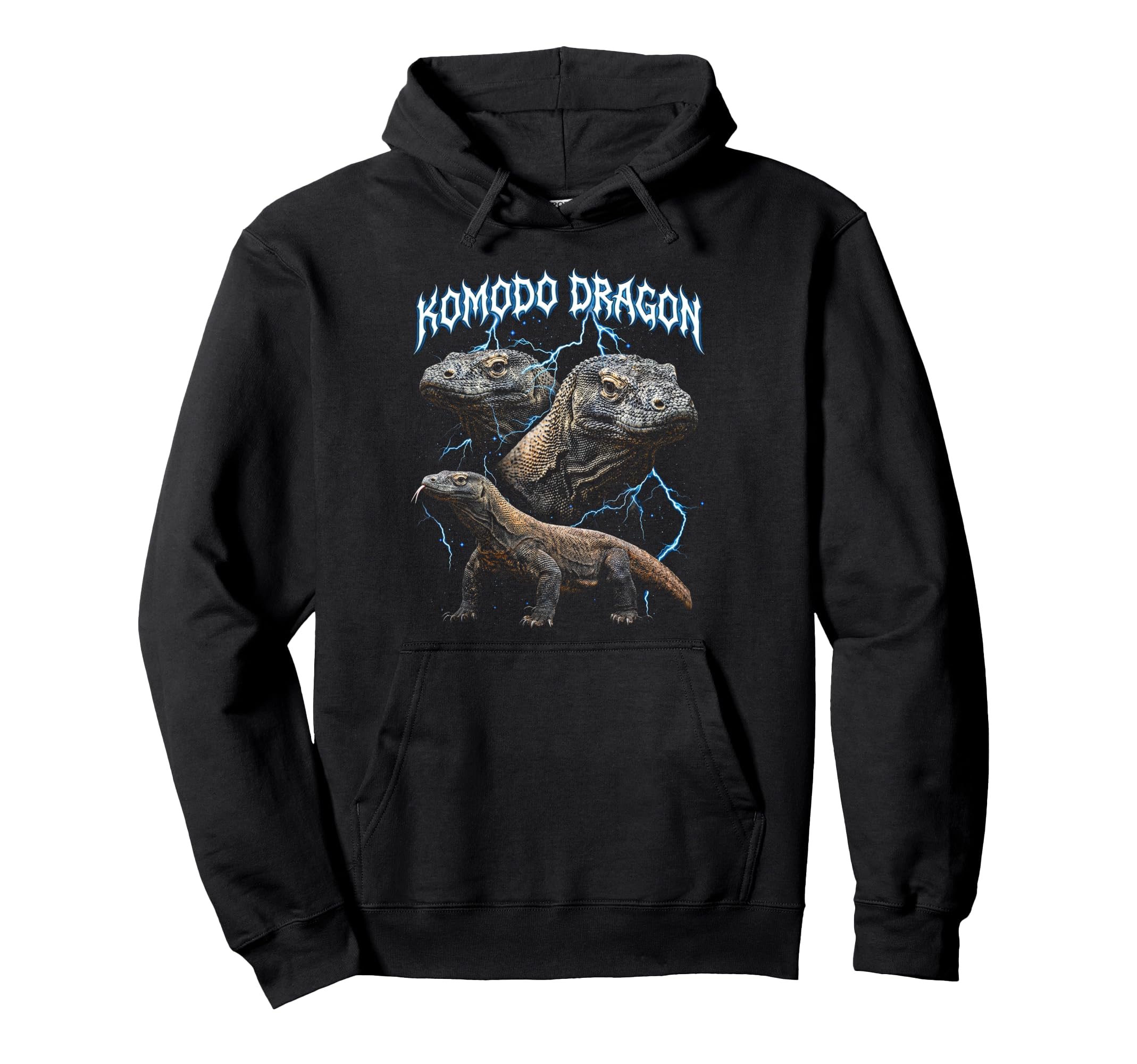 Komodo Dragon 90S Heavy Metal Animal Hoodie - Aesthetic Graphic for Adults - T-Shirt, Sweatshirt, Hoodie