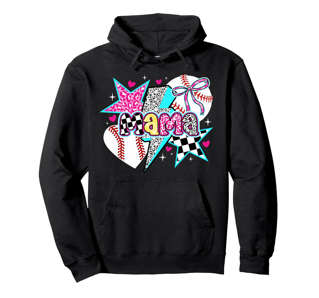 Baseball Mama Preppy Baseball Mom Hoodie - Unique Graphic Men Women - T-Shirt, Sweatshirt, Hoodie