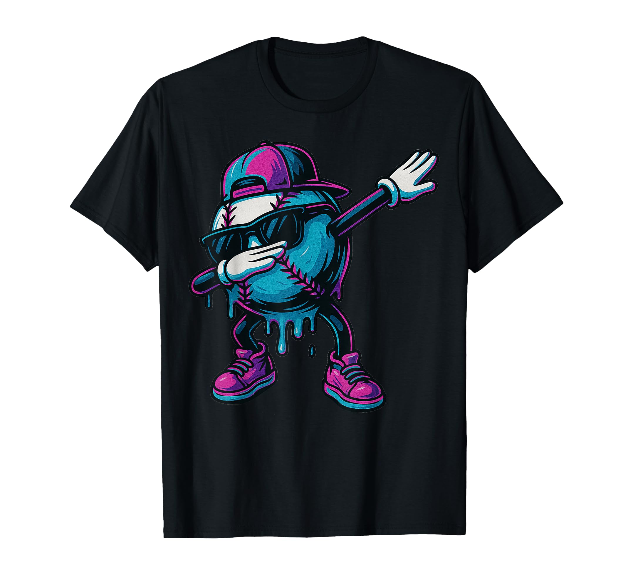 Baseball Dripping Ice Cream Funny T-Shirt - Trendy Graphic for Adults - T-Shirt, Sweatshirt, Hoodie