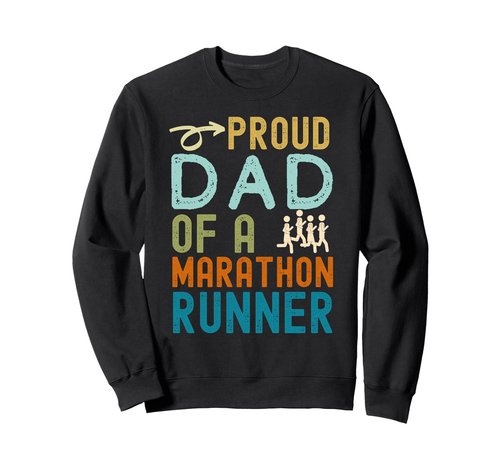 Proud Dad Marathon Runner Distressed Sweatshirt - Minimalist Print Unisex - T-Shirt, Sweatshirt, Hoodie