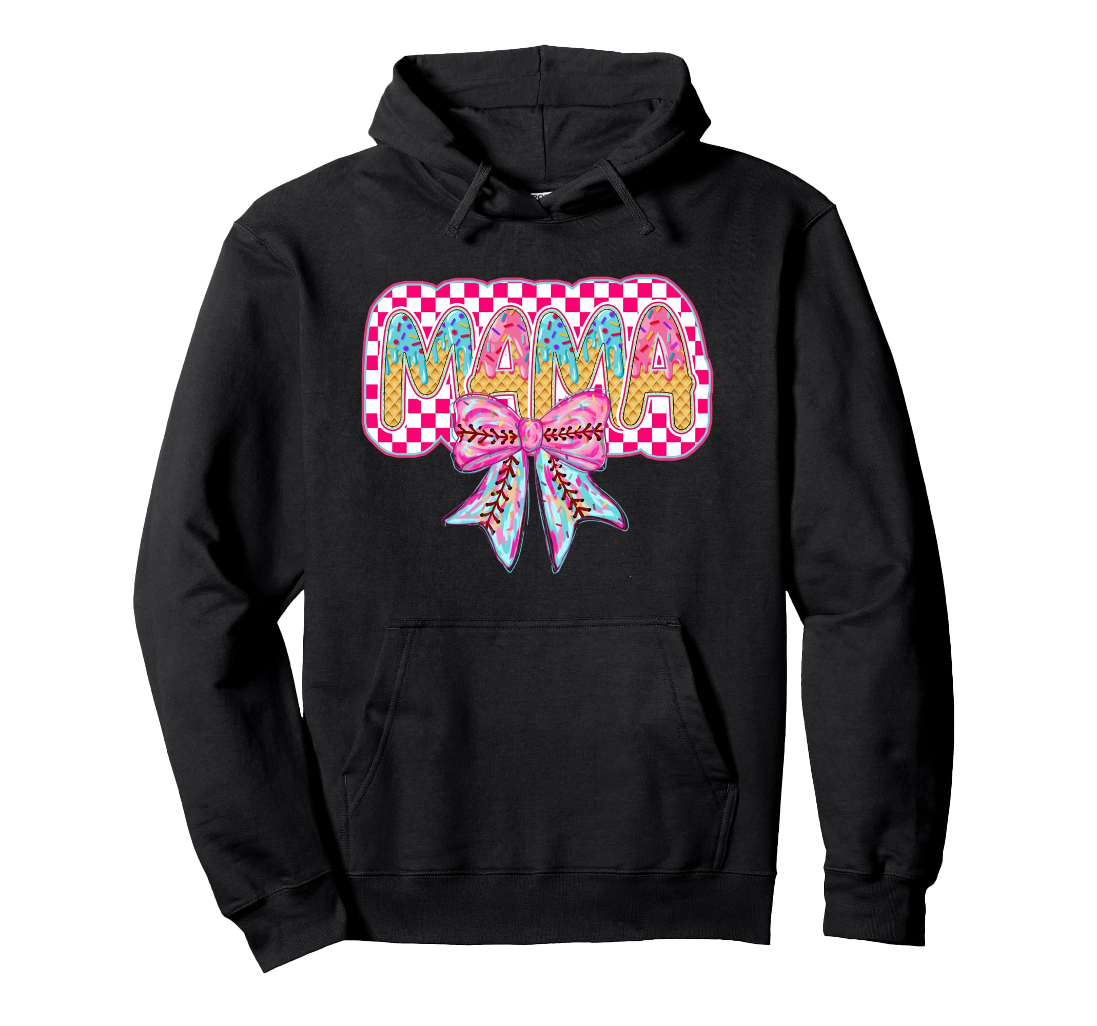 Checkered Baseball Ice Cream Drip Hoodie - Trendy Graphic Men Women - T-Shirt, Sweatshirt, Hoodie