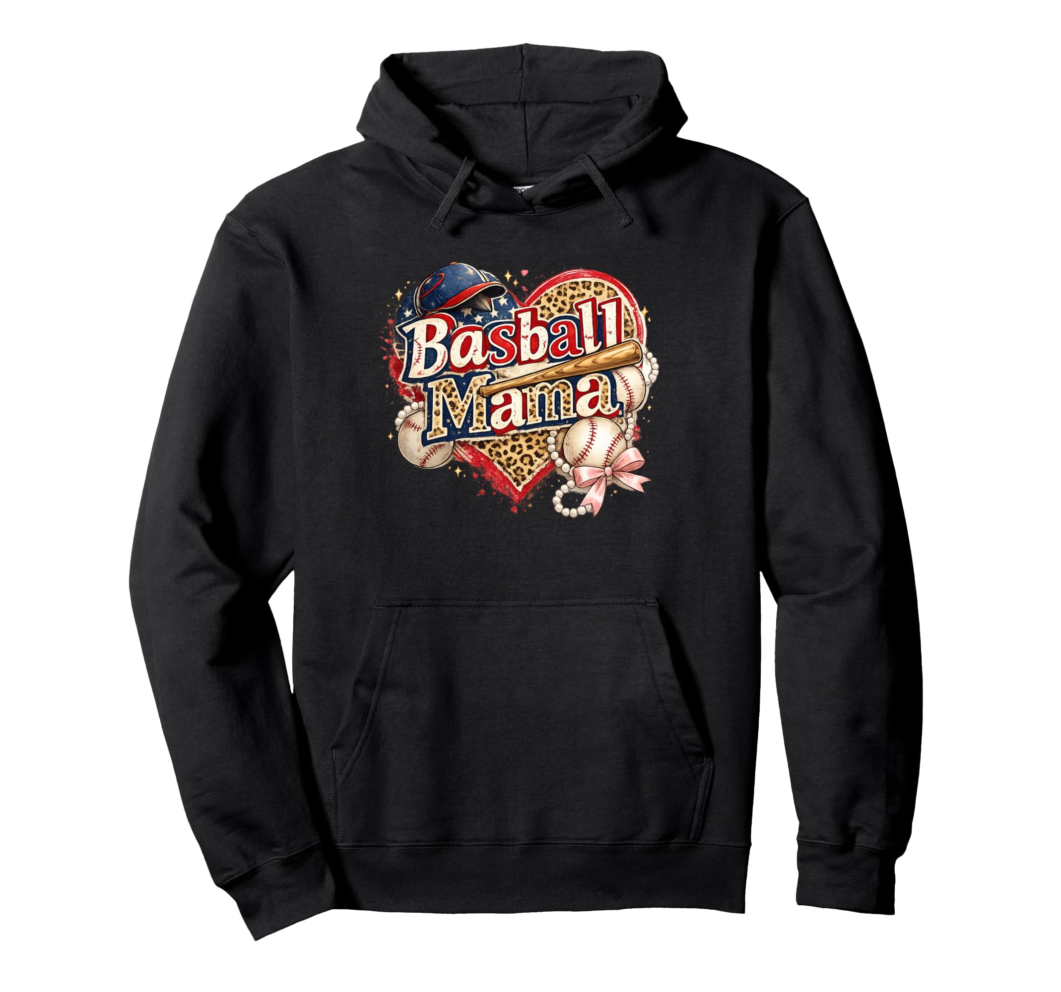 Baseball Mama Patriotic Leopard Baseball Hoodie - Custom Art Print Unisex - T-Shirt, Sweatshirt, Hoodie