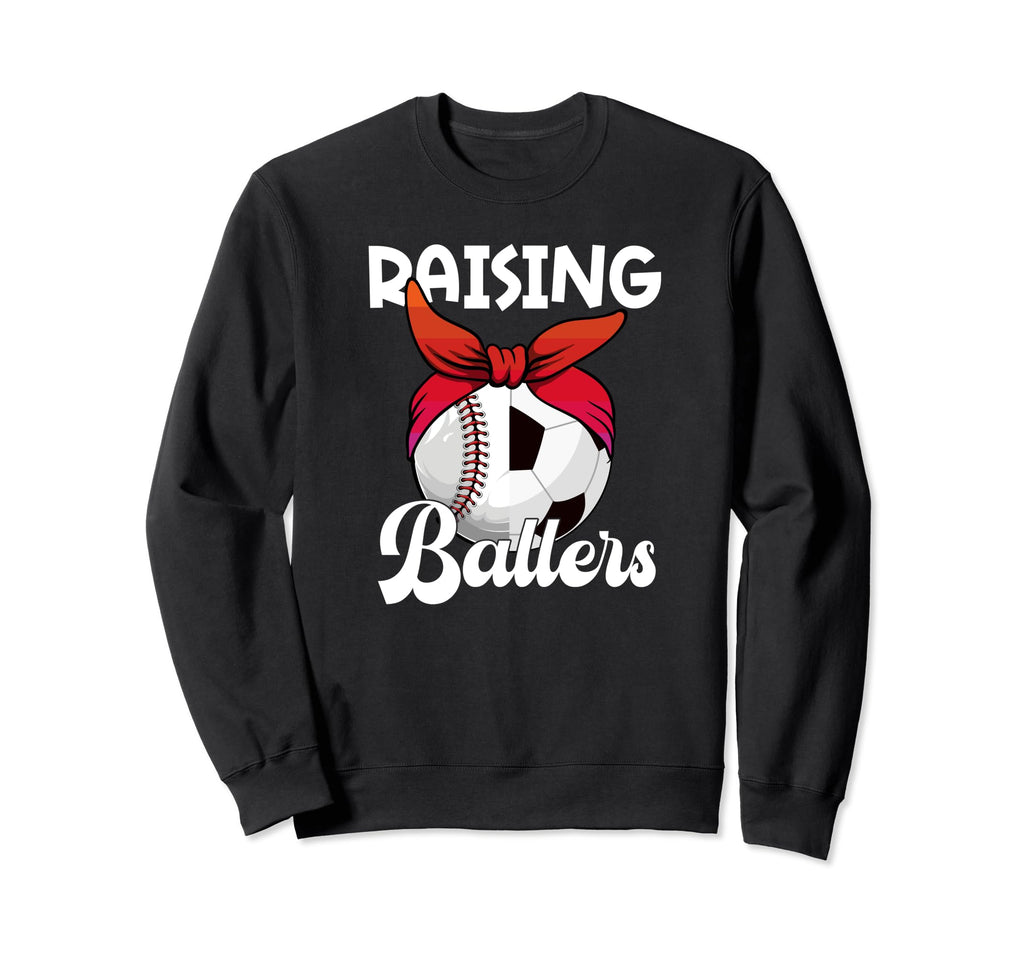 Raising Ballers Soccer Baseball Mom Sweatshirt - Minimalist Print Unisex - T-Shirt, Sweatshirt, Hoodie