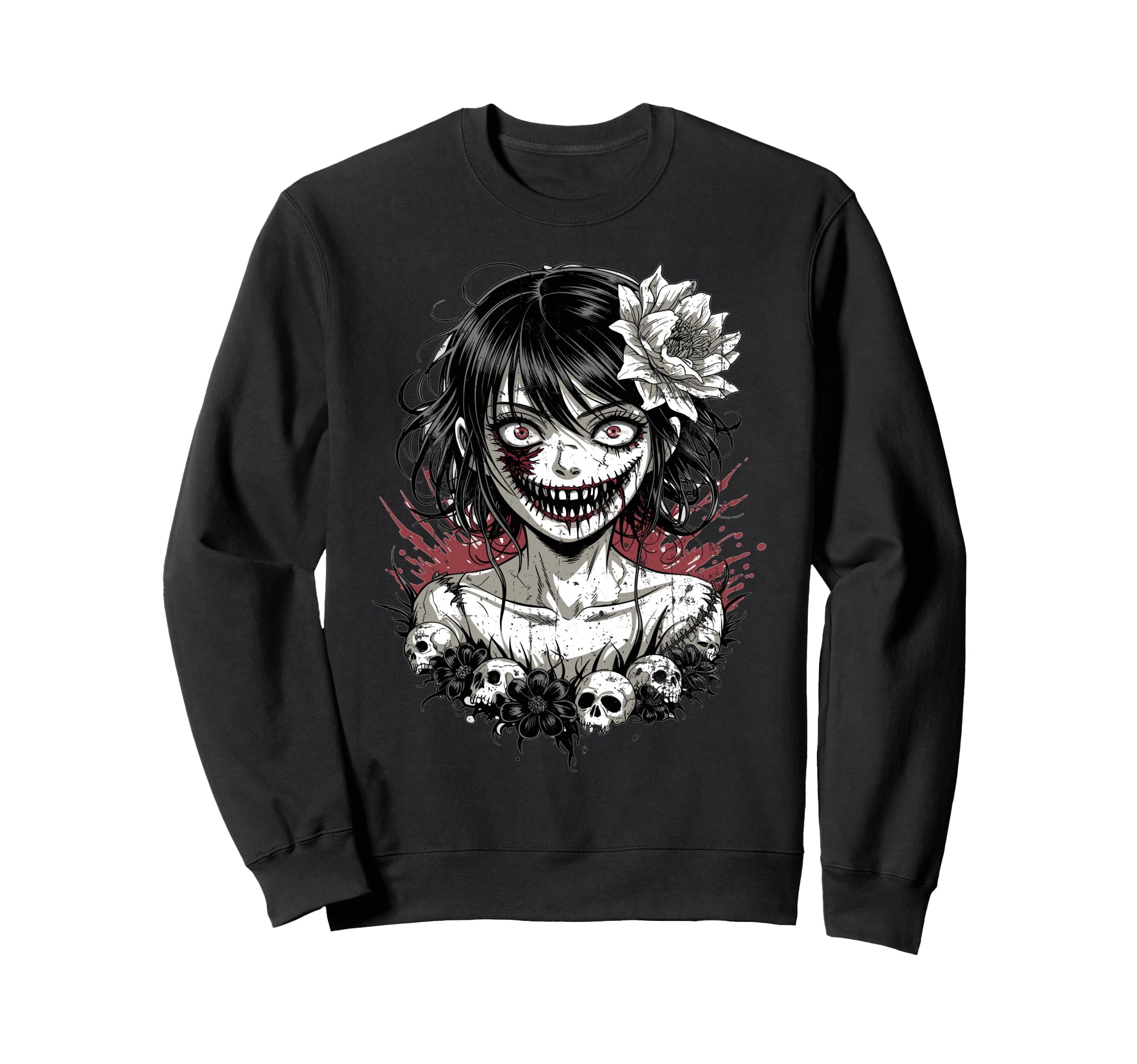 Japanese Goth Hannya Oni Mask Sweatshirt - Casual Everyday Wear Men Women - T-Shirt, Sweatshirt, Hoodie
