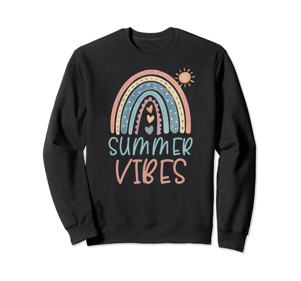 Summer Vibes Boho Rainbow Sun Beach Sweatshirt - Minimalist Print Unisex - T-Shirt, Sweatshirt, Hoodie