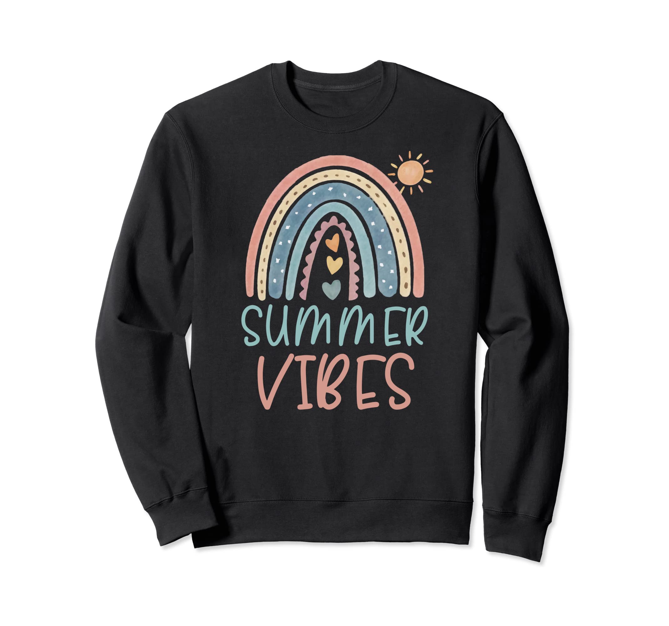 Summer Vibes Boho Rainbow Sun Beach Sweatshirt - Minimalist Print Unisex - T-Shirt, Sweatshirt, Hoodie