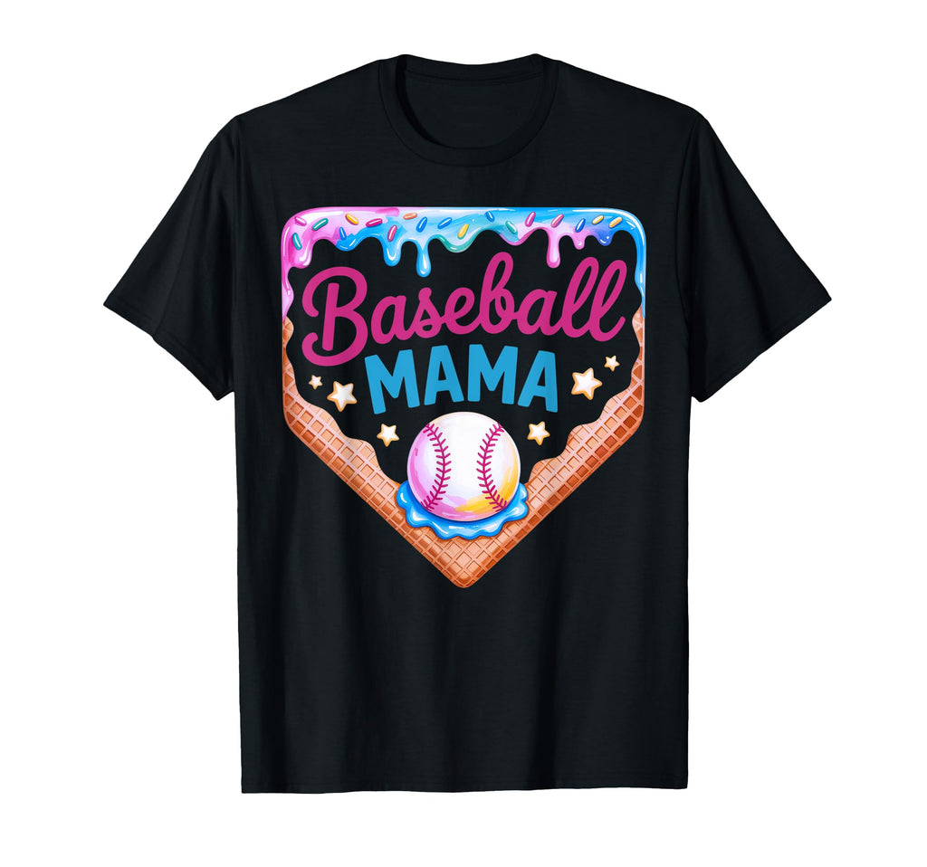 Baseball Mama Ice Cream Cone Sports Mom T-Shirt - Aesthetic Graphic Unisex - T-Shirt, Sweatshirt, Hoodie